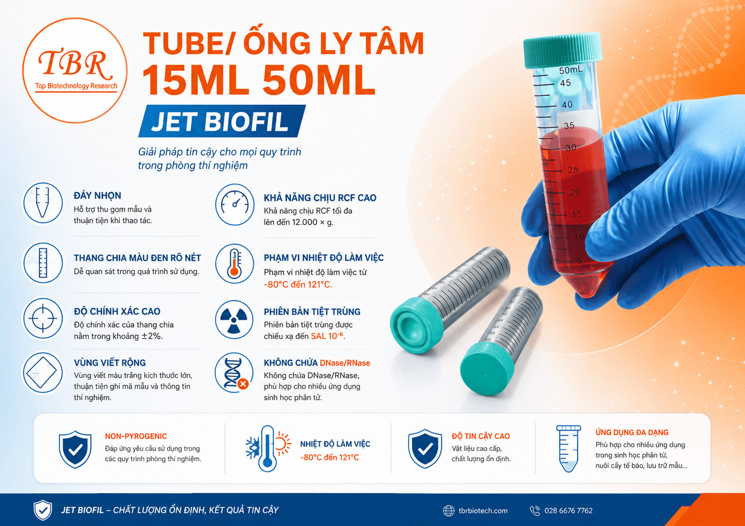 Tube/ ống ly tâm 15mL 50mL Jet Biofil