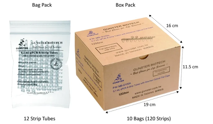 Ống qPCR (strip tube 8 ống) 0.1mL hãng Gunster (MB-Q100A) 